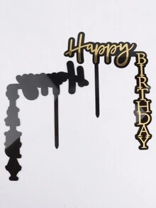 Acrylic Happy Birthday Cake Topper, Party Cake Decoration, One Piece. - Black Gold - View 10