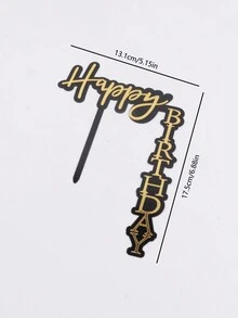 Acrylic Happy Birthday Cake Topper, Party Cake Decoration, One Piece. - Black Gold - View 2
