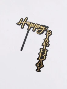 Acrylic Happy Birthday Cake Topper, Party Cake Decoration, One Piece. - Black Gold - View 6