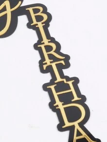 Acrylic Happy Birthday Cake Topper, Party Cake Decoration, One Piece. - Black Gold - View 7