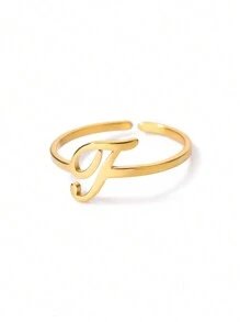 1 Stück Edelstahl Anfangsbuchstabe Buchstaben Ring für Frauen, goldfarbener modischer A-Z Buchstaben Fingerring, ästhetisches Hochzeitsschmuckgeschenk für Frauen