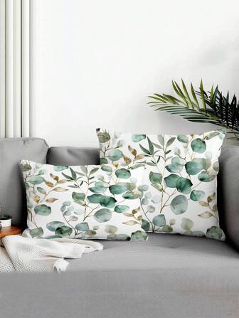 1pc Leaf Pattern Home Decorative Pillowcase