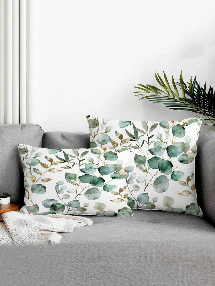 1 chiếc vỏ gối trang trí nhà họa tiết lá - Nhiều màu - Xem 1