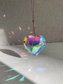 1 pieza de atrapanueves en forma de corazón con cristales, colgante de luz solar colorido, decoración para ventana de dormitorio, decoración de hogar arcoíris