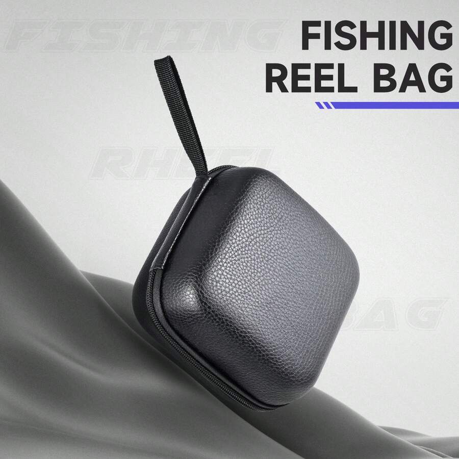 Leather Fishing Reel Bag Drum Wheel Raft Wheel Alarm Fish Finder Storage Bag - Black - View 1