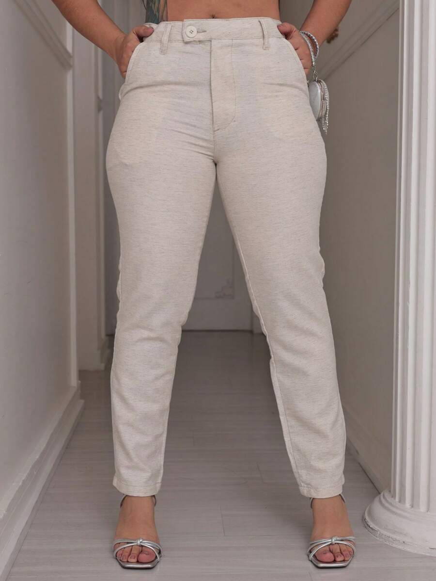 Women Pants - 米色 - 查看 1