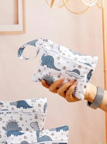 3 件装可爱恐龙与花卉图案婴儿尿布干湿袋/收纳袋婴儿洗澡家庭装饰礼物