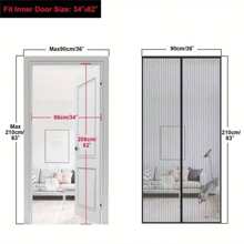 1pc Magnetic Self-Sealing Mesh Screen Door, Heavy Duty Instant Mesh Curtain With Full Frame Hook & Loop, Hands-Free Bug Off Door Screen For Patio, Pet And Kid Friendly, Multiple Sizes And Colors
