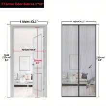 1pc Magnetic Self-Sealing Mesh Screen Door, Heavy Duty Instant Mesh Curtain With Full Frame Hook & Loop, Hands-Free Bug Off Door Screen For Patio, Pet And Kid Friendly, Multiple Sizes And Colors