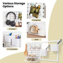 Pegboard Combination Kit, Pegboard Combination Wall Organizer Kit W/ 2 Pegboard Panels, Storage Rack, Storage Containers, Magnets & Hooks, Wall Mount Display Pegboard Panel Kits For Home Office - White - View 3