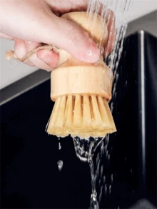 1只傢用廚房萬用清潔刷，適用於清洗鍋子、碗碟和蔬菜，採用苧麻和椰子纖維製成，不粘油掃刷 - 米色 - 查看 4