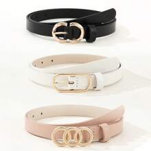 3入組休閒圓扣腰帶，適合牛仔褲或連身裙 - 彩色 - 查看 10