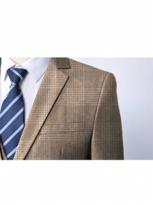 Men's Plaid Notched Lapel Long Sleeve Casual Blazer