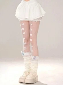1pc Women's Sexy Bowknot Suspender Pantyhose