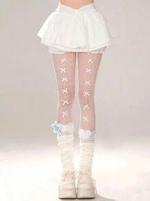 1pc Women's Sexy Bowknot Suspender Pantyhose