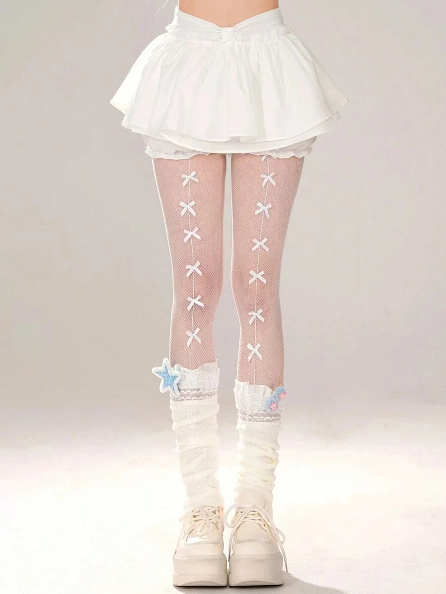 1pc Women's Sexy Bowknot Suspender Pantyhose