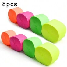 2/4/8/12pcs, 1000inch/Roll UV Neon Streamers Crepe Paper Glow Party Supplies And Decorations Fluorescent Neon Garland Paper Streamers Glow In The Dark Streamers Blacklight Party Decorations - For Wedding, Birthday, Neon Party, Carnival Party, Prom Dance, Party Photography, Back To School Valentine Day