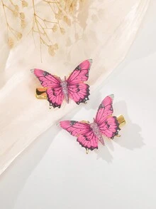 2入組日常休閒蝴蝶造型合金髮夾-1對 - 彩色 - 查看 4