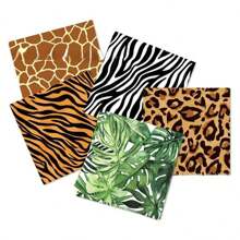 TYFYO 20pcs/Lot Jungle Animal Print Paper Napkins Tiger Leopard Zebra Stripes Leaf Theme Cocktail Party Square Dinner Napkins,Christmas - Multicolor - View 2