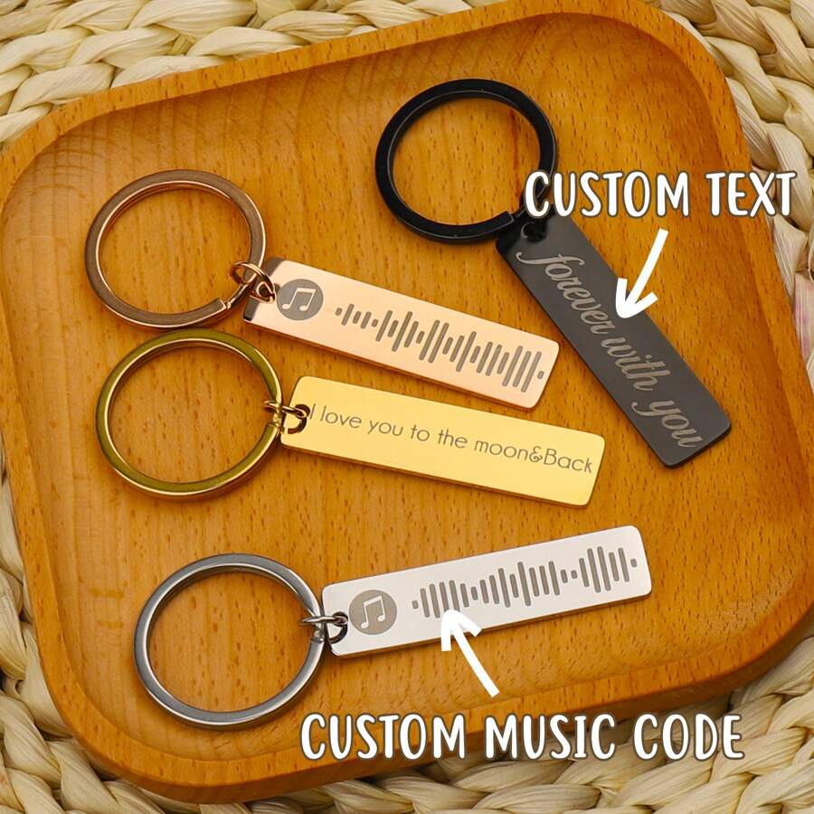 Llavero de música personalizado, tu canción, única para ti, llavero de música escaneable personalizado, ideas de regalos para cualquier persona/ocasión - oro rosa - Ver 1
