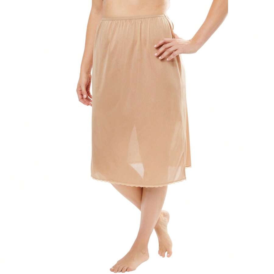 Comfort Choice Women's Plus Size Half Slip 25" 2-Pack - MÀU DA - Xem 1