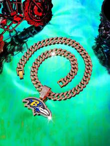 1個鋅合金飛鷹字母B形吊墜項鍊，附有鑽石 - 鷹頭字母B - 查看 10