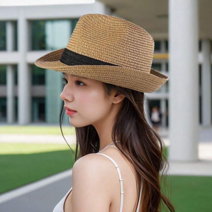 CNAFGBGG Fedora Hut Kaffee - Klassischer Weitkrempen Hut Für Männer & Frauen