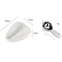 2入組搭配噴霧瓶的咖啡粉量杯，陶瓷咖啡豆稱量托盤及花壺套裝配件，適用於茶與咖啡愛好者的禮物 - 黑與白 - 查看 8