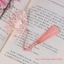 1pc Metal Vein Bookmark Replicating Classic Art Hollow Lotus Gift Bookmark,School Supplies,Back To School - Multicolor - View 5
