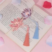 1pc Metal Vein Bookmark Replicating Classic Art Hollow Lotus Gift Bookmark,School Supplies,Back To School - Multicolor - View 3