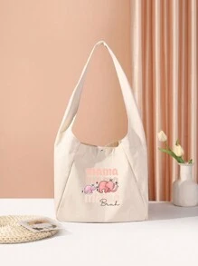 Customizable Canvas Tote Bag, Crescent Bag, Large Capacity Tote, Multi-Functional Storage Bag, Suitable For DIY, Printing, Embroidery, Shopping, Backpack, Ideal For Weddings, Birthdays, Beaches, Holidays And The Perfect Gift For Women, Mothers, Teachers, Friends, Bridesmaids, And Students. - Beige - View 6