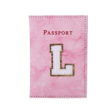 Letter Print Minimalist Daily Passport Holder Wallet Cover - Pink - View 20