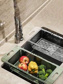 1 Bếp Nhựa Có Thể Thu Vào Thoát Giá, Bồn Rửa Chén Giỏ Lọc, Rổ Rửa Rau Củ, Giỏ Chậu Rửa, Giá Bát Đĩa - Nhiều màu - Xem 3