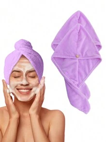Microfiber Hair Towel,1Pack/2Packs Hair Turbans For Wet Hair, Drying Hair Wrap Towels For Curly Hair Women Anti Frizz ,Microfiber Hair Towel,Hair Towel With Button, Super Absorbent Hair Towel Wrap For Curly Hair, Fast Drying Hair Turban Towel For Women,Super Absorbent Hair Towel Wrap For Curly Hair, Fast Drying Hair Turban Towel For Women, Anti Frizz Microfiber Towel,Purple - Purple - View 1