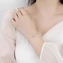 925純銀夏季無限迴圈鑽石手鏈女士，甜美時尚歐美風格，百搭，是送給媽媽和朋友的完美禮物，2.5g - 玫瑰紅 - 查看 4