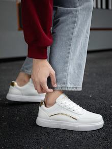 Klassische schwarze Skateschuhe für Herren, geeignet für tägliches Gehen und viele Anlässe, mit rutschfesten Sohlen und metallischem Glitzerdesign auf Lässig Sportschuhen - Platin - Übersicht 5