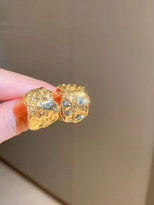 MESTILO 1 Đôi Phong Cách Tối Giản Xếp Ly Rộng Hình Chữ C Bông Tai, Unisex Trang Sức Đeo Hàng Ngày - hình chữ C - Xem 4