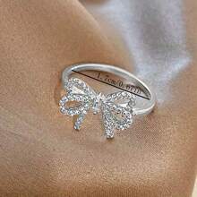 1 Stück Kupfer tauschierter Ring mit Strass-Zirkonia-Schleife, Valentinstag, Muttertag, Geschenk für Mutter