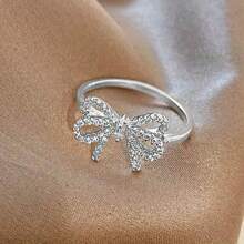 1 Stück Kupfer tauschierter Ring mit Strass-Zirkonia-Schleife, Valentinstag, Muttertag, Geschenk für Mutter