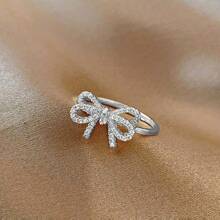 1 Stück Kupfer tauschierter Ring mit Strass-Zirkonia-Schleife, Valentinstag, Muttertag, Geschenk für Mutter