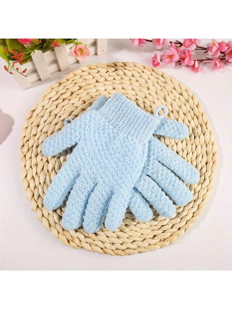 洗澡去角質手套-深層去角質，身體磨砂潔膚手套，男女皆宜的浴室去角質手套 - 2件藍色 - 查看 1