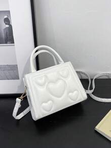 1pc Vintage Heart Pattern Embossed Handbag For Girls, All-Match Casual Shoulder Or Crossbody Bag Suitable For Daily Use - A - View 15