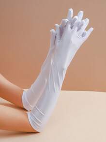 1 Pair Women Elegant And Fashionable Satin Bridal Gloves Suitable For Banquet, Wedding And Daily Outfits Matching Halloween Autumn Accessories