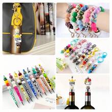 25pcs 15mm Silicone Solid Colorful Pattern Round Loose Beads For Jewelry Making DIY Special Key Bag Chain Pens Decors Bracelet Necklace Lanyards Beaded Craft Supplies