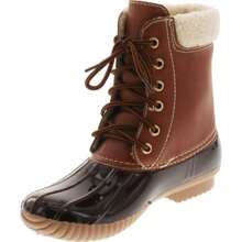 Women's Two Tone Lace Up Ankle Rain Duck Boots - 棕色 - 查看 3
