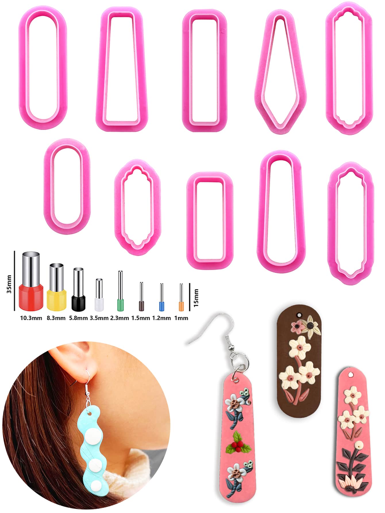 18pcs/Set Long Strip Clay Earring Molds