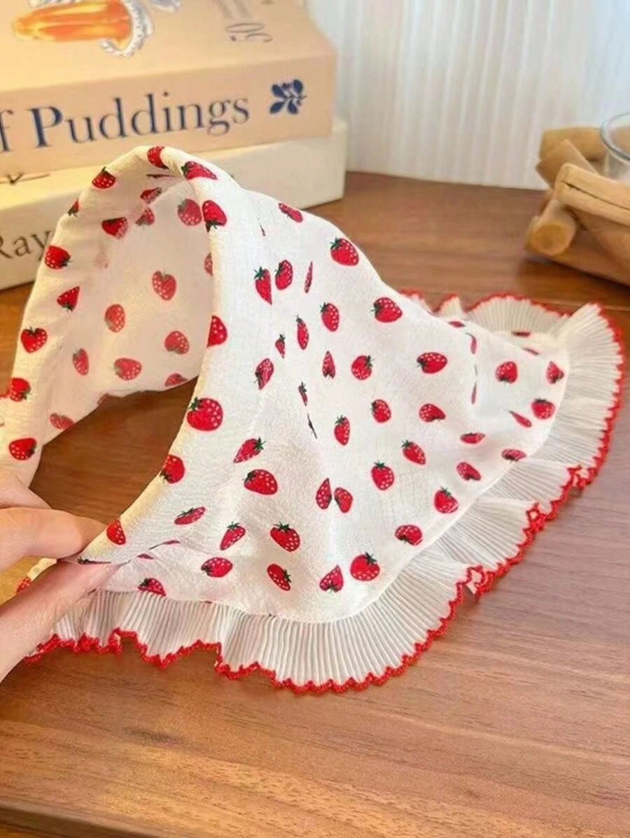 1件乡村风草莓蕾丝发箍头巾，情人节礼物，发带，发箍，头饰，家居美发饰品 - 彩色 - 查看 1