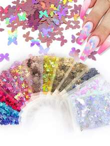 3g de brillos de uñas con decoración de mariposas holográficas láser de colores destellantes, decoración de arte de uñas con lentejuelas de mariposa PET