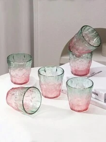 1pc Glacier Pattern Glass Cup, Japanese Style Creative Beer Mug, Colored Breakfast Juice Cup - Multicolor - View 4