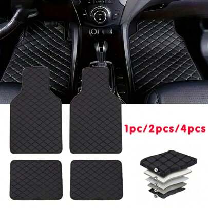 1pc/2pcs/4pcs 4pcs Car Floor Mats Universal Waterproof Front Rear Full Set Auto Rugs PU Leather Car Carpet Accessories Interior